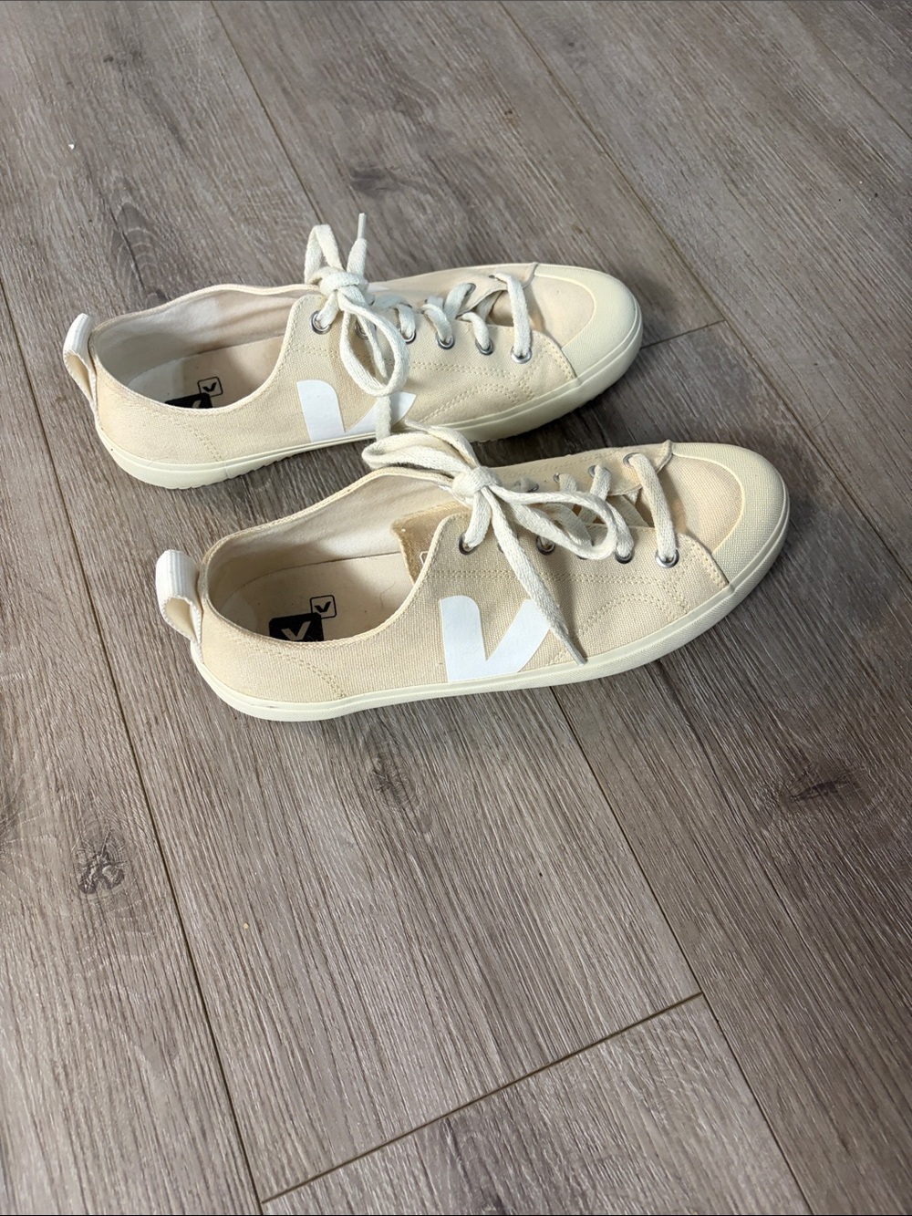 Veja Nova Natural Canvas Sneakers with White V Accent
